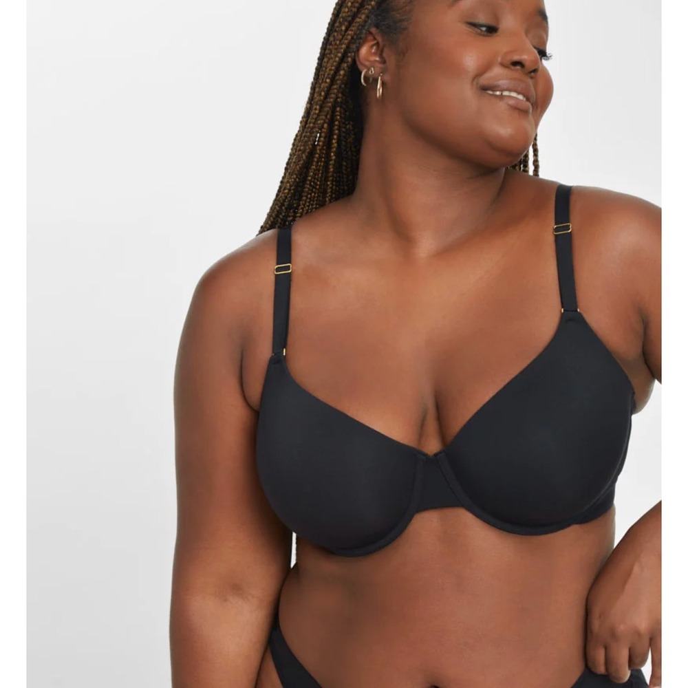 LIVELY All Day T-Shirt Bra 38B Jet Black Mesh Sides Lightly Lined‎ Underwire EUC